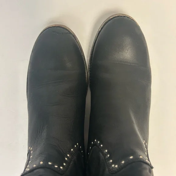 Frye Melissa Studded Boots Vintage Short Ankle Black Leather Women Sz 7 Moto - Picture 8 of 16